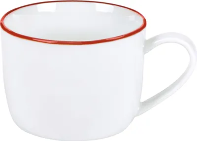 Produktbild von Piana Espressotasse Porzellan, H 5 cm, D 6,5 cm, Dekor Rand weiß / rot