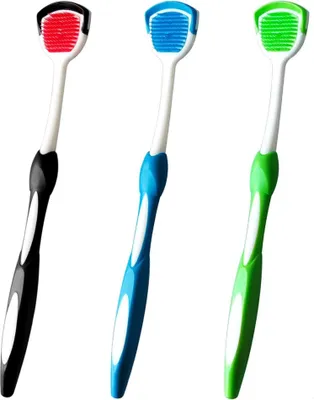 Immagine prodotto di Spazzolino per la lingua Raschietto per la lingua Set per la pulizia della lingua 3 pezzi Nero Blu Verde