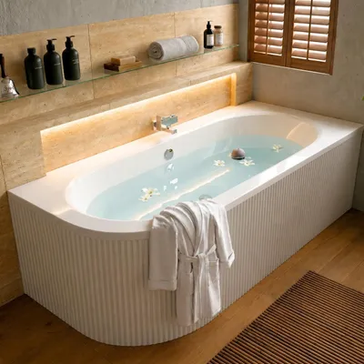 Produktbild von AQUA for you | Badewanne - BESCO AVITA - Eckbadewanne - 180x75 cm - RECHTS - Weiß - mit Schürze, Füßen, Ablaufgarnitur, Rechteck Badewanne