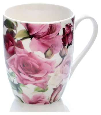 Image de Dragimex Tasse à café blanche avec motif roses en rose rouge 1 pièce
