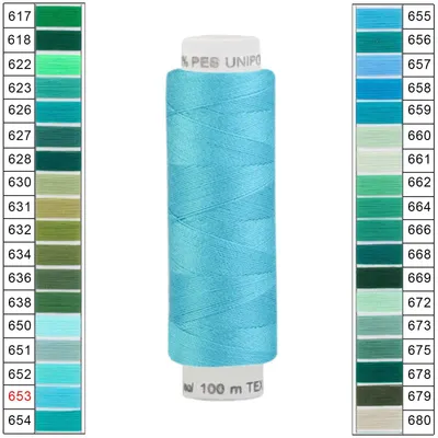 10 x 100m / 10 Spulen Unipoly 120 TEX14x2 Nähgarn hellblau