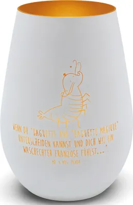 Produktbild von Mr. & Mrs. Panda Laterne Garnele Franzose - Weiß - Geschenk, deko licht, Glas Windlicht, Krabbe, Teelichthalter, Meer, Französisch, Kerzenhalter