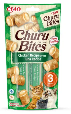 Produktbild von CIAO Churu Bites Chicken Recipe wraps Tuna, Leckerli, Katze, Adult, Huhn, Thunfisch, 10 g