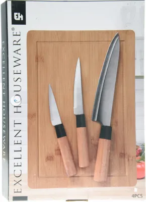 Obrázok produktu pre Sada nožov so sekáčom Excellent Houseware, nerez/bambus, strieborná/hnedá