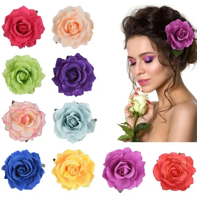 Immagine prodotto di TRANKIELO® - Eleganti fermagli per capelli a forma di fiore – 10 accessori colorati per capelli, perfetti per ogni occasione