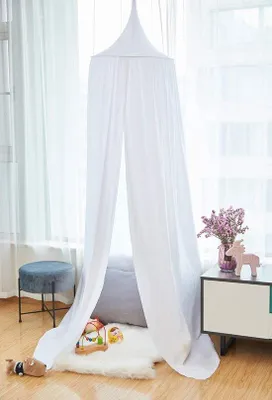 Produktbild von Famanu Betthimmel für Mädchen - Dekorative Kopeletzelt in Weiß, Höhe 240 cm