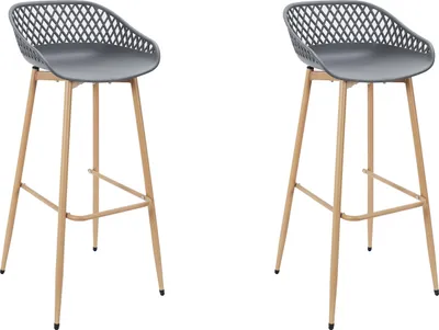 Image de Lot de 2 Tabourets - HOME DECO FACTORY - Malaga - Contemporains - Gris et marron