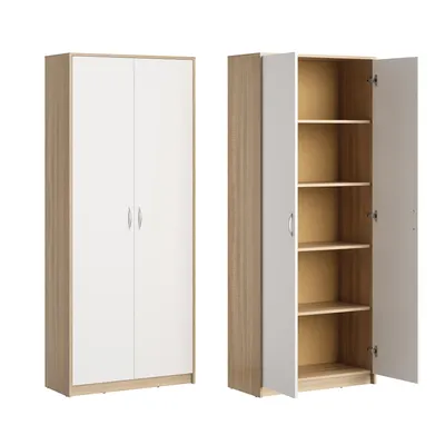 Produktbild von Aktenschrank mit 5 Fächern Mehrzweckschrank Haushaltsschrank in mattem Finish mit 4 Einlegeböden und 2 Türen sonoma weiß