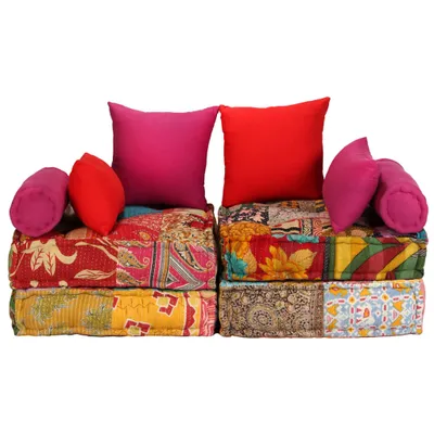 Immagine prodotto di vidaXL Pouf modulare a 2 posti in tessuto patchwork