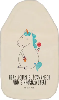 Produktbild von Mr. & Mrs. Panda Wärmflasche Einhorn Baby - Weiß - Geschenk, mit Bezug, Einhörner, Eltern, Wärmekissen, Wärmflaschen, wärmebeutel, Geburtstag, Bettflasche, Nachwuchs