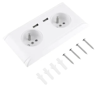Obrázok produktu pre Multifunkčná nástenná zásuvka s dvoma USB portmi na nabíjanie telefónu