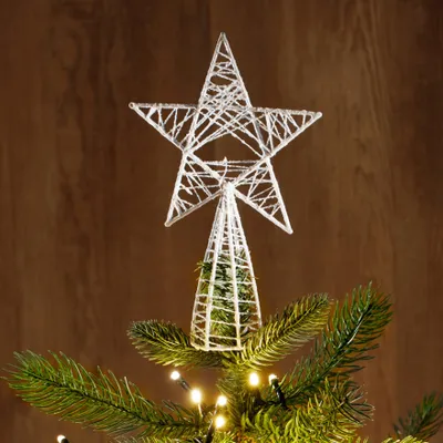 Produktbild von COM-FOUR® Deko Stern Weihnachten - Weihnachtsdekoration Stern aus Metall - Aufsteller Weihnachtsstern mit Glitzer