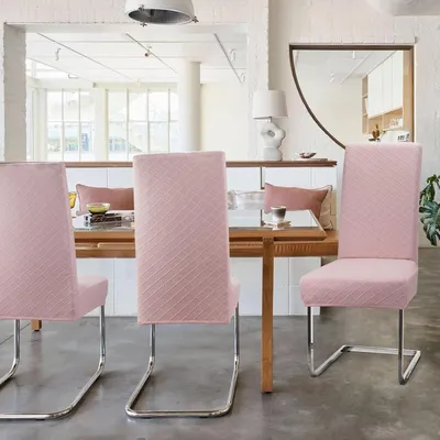Produktbild von Famanu Stuhlhussen Elastisch Modern - 6 Stück, Rosa