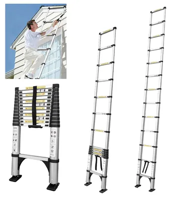 Productafbeelding van Vouwladder Aluminium Telescopisch - 4 x 4 Secties - 3,8 Meter Hoogte