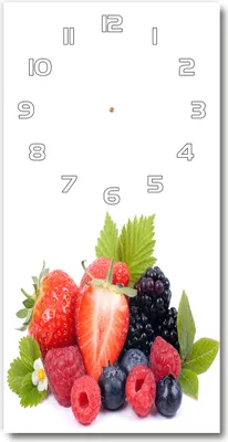 Produktbild von Wanduhr aus Glas – 30x60 cm - Glasbild - Glasuhr - Gehärtetes Glas -Waldfrüchte