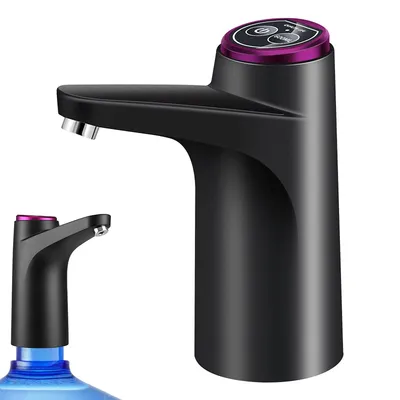Produktbild von Wasserflaschenpumpe, All-in-One-Elektropumpe, Fasswasserpumpe mit mobilem Ständer und LED-Anzeige für Zuhause, Camping und Reisen