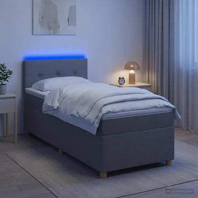 Image de vidaXL Lit boxspring avec matelas gris clair 100 x 200 cm Tissu