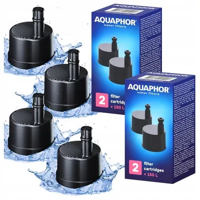 Image de 4 filtres de remplacement pour bouteilles Aquaphor City, avec cartouche filtrante à charbon actif