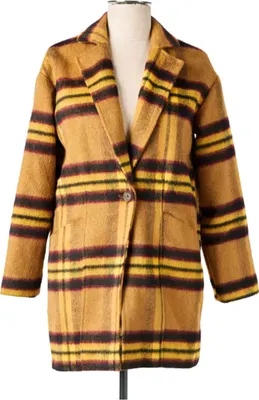 Image de Manteau de transition S LPB Tartan Jaune marron pour femme