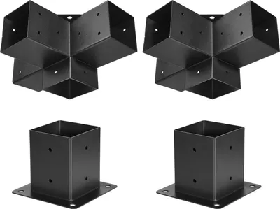 Produktbild von Pergola Bracket Kit, 4x4 Inch (Inner Size 92 x 92 mm), 2 Pcs 4-Way Heavy Duty Corner Bracket Woodworks DIY Post Base Kit, Easy Installation Wooden Beams for Gazebos, Patio Pergolas, Log Cabin