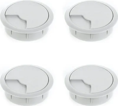Produktbild von 4er Set sossai Schreibtisch Kabeldurchführung 60mm in Grau Kabeldurchlass Kabelauslass