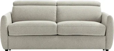 Produktbild von 3-Sitzer-Schlafsofa mit Schlaffunktion aus hellgrauem Stoff SOVALI