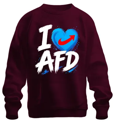 Produktbild von I Love AfD Blaues Herz Patriot Statement Sarkasmus Wahlkampf Sweatshirt Pullover, Burgundy, XXL