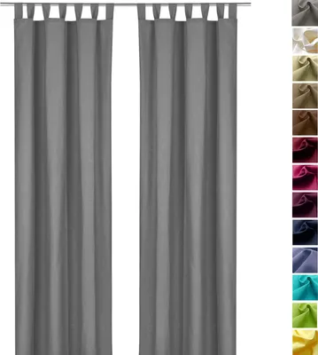 Produktbild von heimtexland ® Dekoschal Baumwolle Uni Gardine Kräuselband Schlaufen Vorhang Blickdicht Natur  Typ625 Schlaufenschal HxB 160x125 cm Grau