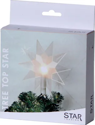 Produktbild von LED Baumspitze Stern - Kunststoff - 10 warmweiße LED - D: 22cm - Batterie - Timer - transparent