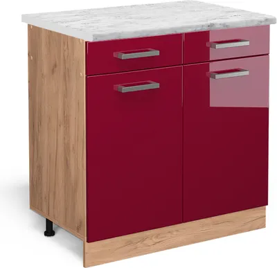 Obrázek produktu pro Spodní skříňka kuchyňské linky Vicco R-Line Červená vysoký lesk 80 cm PD Mramor, Model 46626