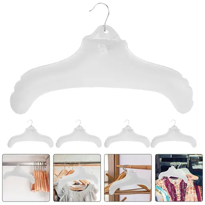 A collage of images showing inflatable hangers in different contexts.