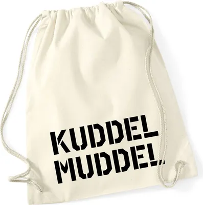 Produktbild von Huuraa Turnbeutel Kuddelmuddel Schriftzug 12 Liter Natural Baumwolle Rucksack Geschenkidee