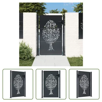 Produktbild von The Living Store Gartentor Anthrazit 105x130 cm Stahl Baum-Design