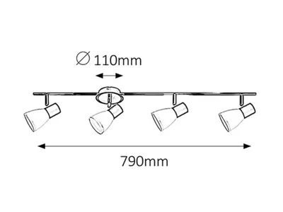 Image de Rabalux 5979 Spot de plafond 4 spots Ati, E14, noir et blanc, standard, 79 cm
