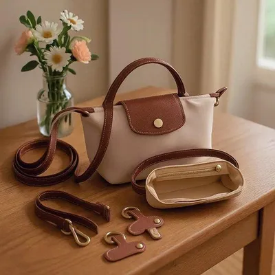 Image de Organiseur de sac à main avec lanière en cuir - Pour femmes - Sans perforations - Réglable - Plusieurs poches - Pour petits sacs à main