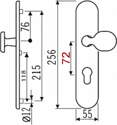 Produktbild von Edelstahl Wohnungstür Schutzbeschlag 1587 L-Form WE-72mm ES1 mit ZA Türdrücker