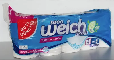 Image de GUT&GÜNSTIG 6144514001 Papier hygiénique GUT&GÜNSTIG doux classique 3 plis, 10 rouleaux