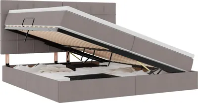 Zdjęcie produktu dla vidaXL Łóżko do przechowywania z materacem Taupe 200 x 200 cm Poliester
