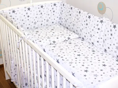 Produktbild von PRIMAWELA Nestchen 420 cm Bettumrandung Babybett Baby Kinder Nest Kopfumrandung 35. Star Hell