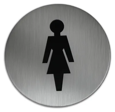 Produktbild von Edelstahl Türschild WC Damen 75 mm Hinweisschild Piktogramm