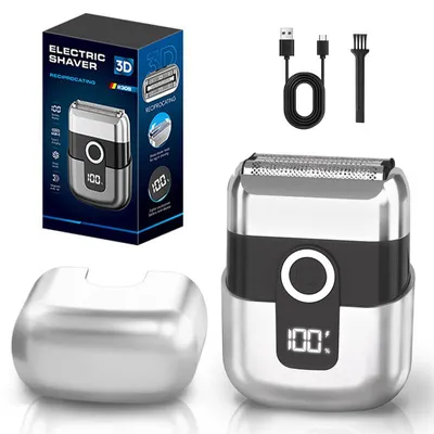 Produktbild von Elektrischer Rasierer Herren, Mini Rasierer mit 3 Scherköpfen, 8500 U/min, 700 mAh Akku, USB-C, 60 Min. Laufzeit, Waschbar, LED-Anzeige