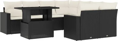 Produktbild von vidaXL 9-tlg. Garten-Sofagarnitur mit Kissen Schwarz Poly Rattan