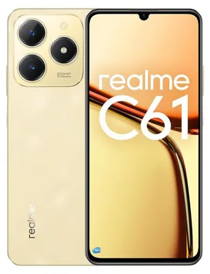 Obrázek produktu pro Smartphone Realme C61, 4 GB RAM, 256 GB úložiště, 90 Hz, 50 MP fotoaparát, baterie 5000 mAh, dual SIM, 4G, čtečka otisků prstů, NFC