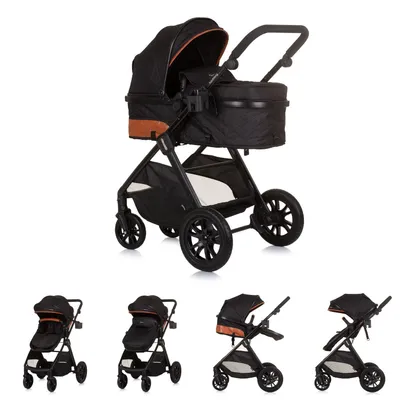 Produktbild von Chipolino Harmony Skladací kočík 3 v 1 s prebaľovacou taškou Obsidian Black