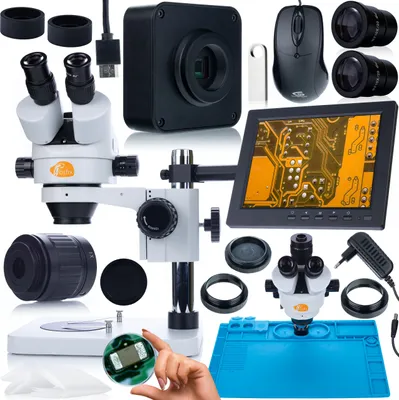 Obrázok produktu pre Profesionálny mikroskopický set Mercury Pro s kamerou, silikónovou podložkou, držiakom a 8" displejom
