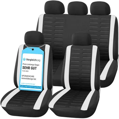 Produktbild von Upgrade4cars Autositzbezüge Set Universal | Auto-Schonbezüge für die Vordersitze & Rückbank in Weiß