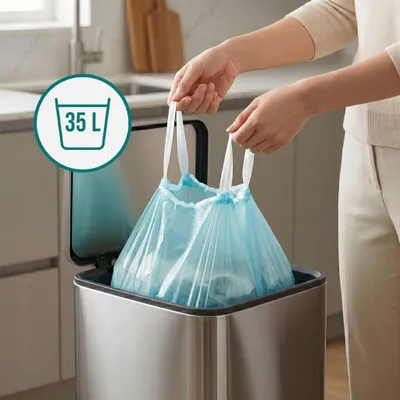 Obrázek produktu pro Odpadkové Sáčky S Páskem, 1 Rolka, 35 L, Modré