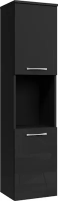 Image de Armoire de rangement de Montreal Hauteur 131 cm - Noir brillant - Meuble de rangement haut placard armoire colonne
