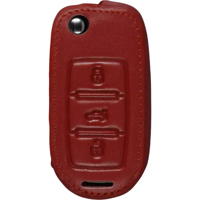 Produktbild von PhoneNatic Echtleder Classic Schlüssel Hülle kompatibel mit der VW Tiguan 3-Tasten Fernbedienung in rot Klappschlüssel 3-Key