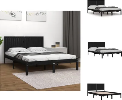 Produktbild von vidaXL Massivholzbett Schwarz Kiefer 200x200 cm -  Betten & Bettgestelle